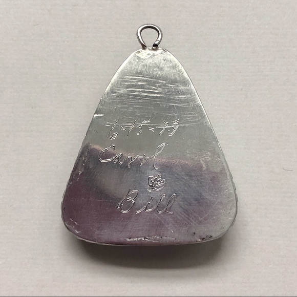 Vintage Artisan Crafted Sterling Silver Southwestern Chrysoprase Pendant - Picture 3 of 5